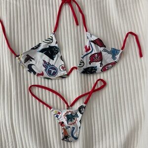 NFL Team Logo Red-Trim Triangle Bikini Set
